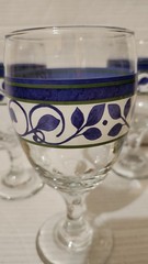 Pfaltzgraff Orleans 7″ Water Tea Glasses Goblets Set Of 4 Blue Buds Bands