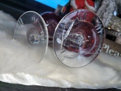 Vintage Nachtmann Traube Cranberry Lead Crystal tall hock wine glasses Set Of 2