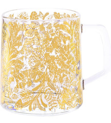 NIB LILLY PULITZER 12oz Calypso Coast Glass Mug in Box Gold Metallic Floral