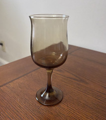 Vintage Set Of 4 Mid Century Modern Stemmed Brown Wine Water Glasses Tulip Bowl