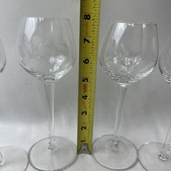 Toscany Clear Crystal Blown Burton Wine Glasses Stemmed Floral Etched 7 3/4”