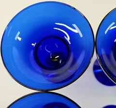 6) Pier 1 Cobalt Blue Margarita Glasses Set Cocktail Drinking Stemware Party Lot