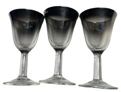 Vintage Set of 3 Silver Fade Cordial Shot Glasses 3.75” T x 1.75”D-Unique