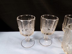 Set of 7 Westmoreland Clear Glass Paneled Grape Cordials Small Wine Goblets