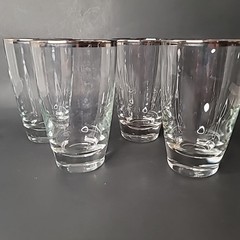 Vintage Libbey Glass 3003-15 Platinum 10 oz Flat Tumbler Set Of 4 Discontinued