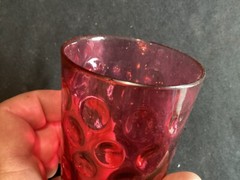 Lot of 10 Fenton Cranberry Glass 4” Tumblers Thumbprint Spot Coin Dot Optic