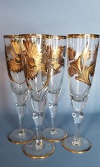 Artesania Tabuisa Peru Champagne Flutes, Set of 4 , 14K Filled Gold Trim