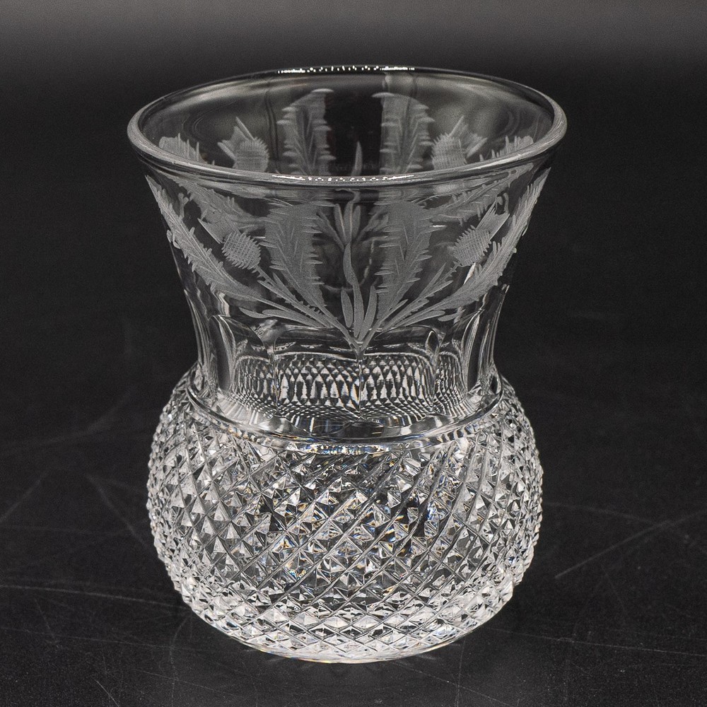 Edinburgh Crystal Thistle Whiskey Glass Tumbler SIGNED 3 1/4″ – FREE USA SHIP