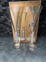 Millennium 2000 Cristal D’Arques Champagne Flutes Set of 2 France Vintage