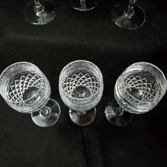 SPIEGELAU CRYSTAL WINE GLASS/ WATER GOBLET SP13 CUT CRISS-CROSS 7 3/4 INCH SET/6
