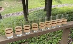 Libbey Tan Brown Ring Design Highball Glasses Set Of Nine