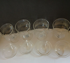 Set of 4 Vintage Footed Shrimp Cocktail Icer Chiller Cups with Inserts