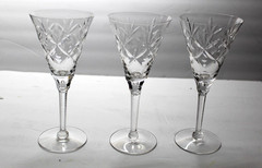 VTG MCM Seneca Stratford Cut Crystal Water Wine Goblet Glass 8.25″ Lot of 3 EUC