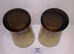 2 Anchor Hocking Linden Smokey Brown Tawny Glass Flared Tumblers Lowball Vintage