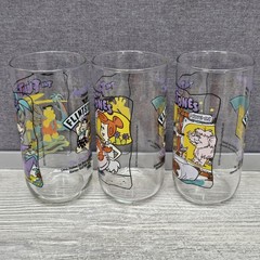 Vintage 1991 Hardee’s Flintstones First 30 Years Glasses Set Of 3 Tumblers