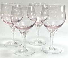 Beautiful Vintage Coronation Pink by Sasaki Water Goblets 6 1/2″ Tall Set of 4