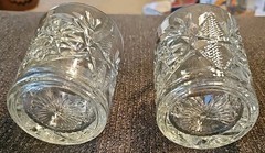 Vintage MCM Libbey Hobstar Heavy Whiskey Glass Low Ball Tumblers Set Of Two