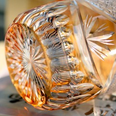 Hand Cut Orange Crystal Glass Whiskey Glass Tumbler Edo Kiriko Drinkware 280ml
