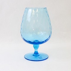 Empoli Italian Blown Glass Aqua Blue Optic Large 9.75in Brandy Snifter