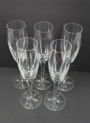 Set Of 5 Miller Rogaska Tulipe Crystal Champagne Flute Glass High End Glassware