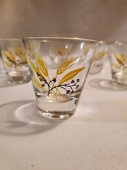 MCM Small Glasses 3 oz to 3.5 oz Gold Wheat Gilded Rim Vintage Set