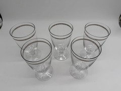 Fostoria Engagement Platinum Trim Iced Tea Glass Crystal Water Goblet Set 5 + 1