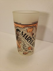 Vtg Frosted Souvenir State Glass Maryland Mcm Travel Salmon Small New England 5″