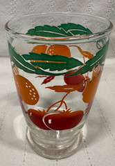 3 vtge juice glasses oranges cherry cherries holds 4 ozs. 3.75″ One streak? LOOK