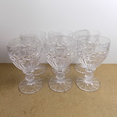 6 Towle Crystal TOC73 Water Glasses Goblets Ribbed Ball Stem Chain Design