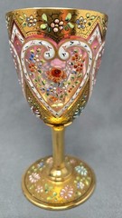 Harrach Heavy Gold and Enemal Heart Design Wine Glass