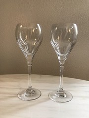 Crystal Water Glasses Goblets Cut OSCAR DE LA RENTA Le Grande Fleur SET Pair