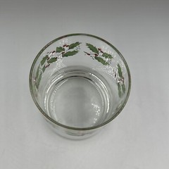 Holly Holiday Barware DOF Vintage – Gold Rim – 4-1/8 in 12 oz