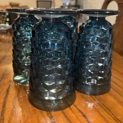 Vintage Fostoria Regal Blue Footed Goblets x 4