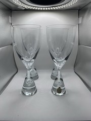 Vintage Kastrup Denmark Crystal Wine Glasses Set of 4 Danish Glass Etched Stem