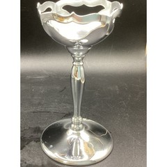 2 VTG Farber Bros Chrome (Khrome Kraft) & Amber Cambridge Glass Cordial Glasses