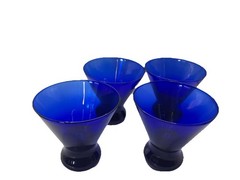 *Cobalt Blue 4” Lowball Stemless Cocktail Martini Glasses Barware Good Condition