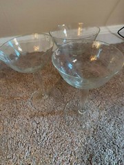 Cocktail Glasses With Etched Print (Good Condition)-Set of 3