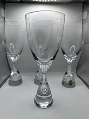 Vintage Kastrup Denmark Crystal Wine Glasses Set of 4 Danish Glass Etched Stem