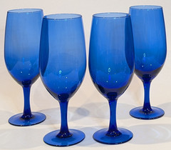 LUMINARC Cristallerie d’Arques Iced Tea Glass Goblet Cobalts Blue 16 oz 8″ Set/4
