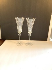 Set of 2 Cristal D’Arques-Durand Champagne Flutes Vincennes Wedding Heirloom 10″