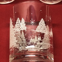 Vintage Avon Through the Woods Frosted Winter Sleigh Ride Lowball Glasses Set 3