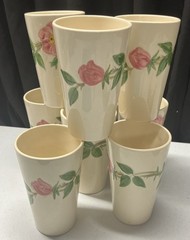 Franciscan Desert Rose Tumbler Cups Set Of 8 Ceramic Drinking Glass 5.25” Tall