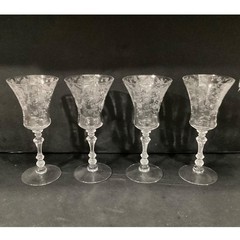 Vintage Rare Heisey Orchid Crystal Goblet Wine Etched Glass (1940-1957) 8.5″