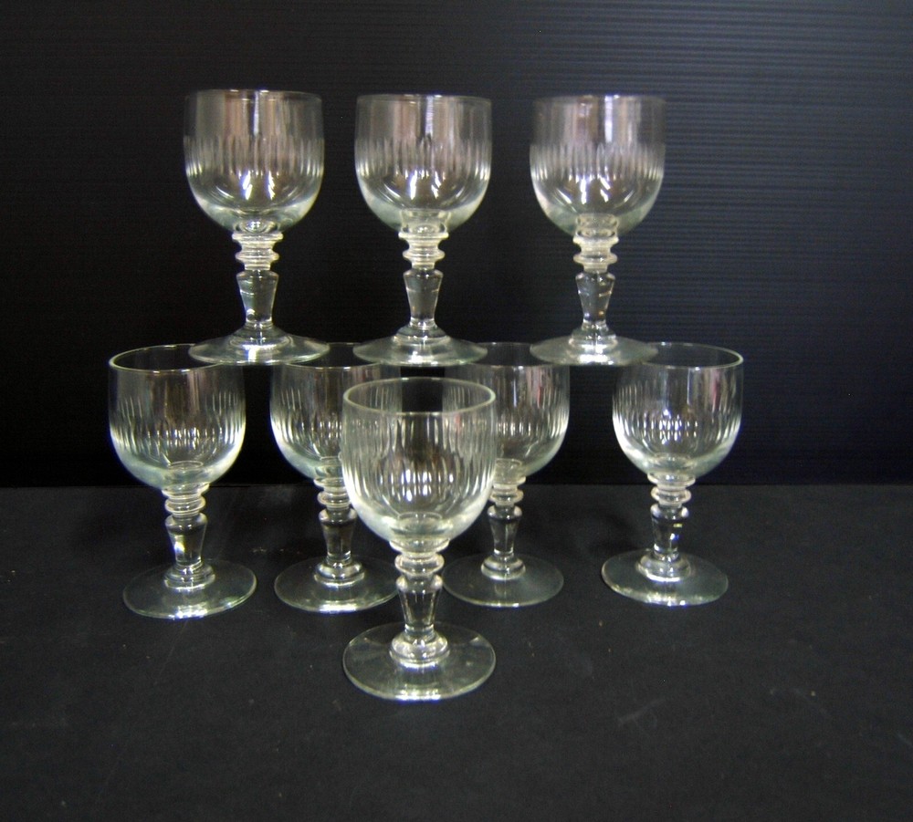 8 BACCARAT APERITIF GLASS DECOR RENAISSANCE FINE RIBS OLD 10.5 cm