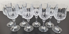 8 Cristal D’Arques Longchamp Water Goblets Set Elegant Crystal Etch Stemware Lot