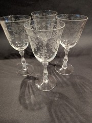 Set of 4 Lenox Fostoria 6 5/8″ Tall White Wine Glasses – Navarre Etch