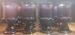 12 MCM Fostoria Sorrento Plum 5″ Wine Glass Heavy Pressed Stem 2832 1972 EUC