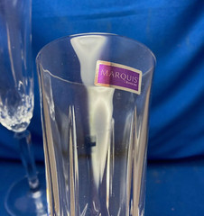 WATERFORD MARQUIS MAXWELL TOASTING FLUTE CHAMPAGNE CRYSTAL GLASS 9.5″H CHIPPED!