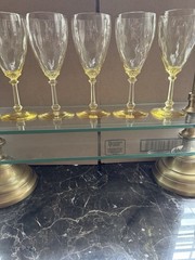 Heisey Old Dominion Yellow Sahara Goblet 8H Diameter. Set of 5 MINT Condition