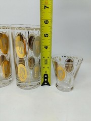 Gold Queen Women Portrait Highball Mid Century MCM Cosmopolitan Bar Glasses VTG
